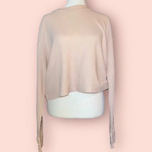 Pink Long Sleeve Waffle Knit Crop Top- Wild Fable